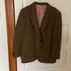 Light Brown Herringbone Harris Tweed Wool Blazer